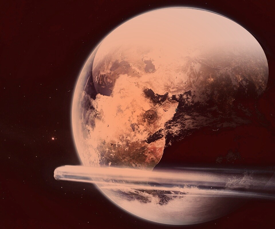 Метеорит пролетает мимо Земли обои