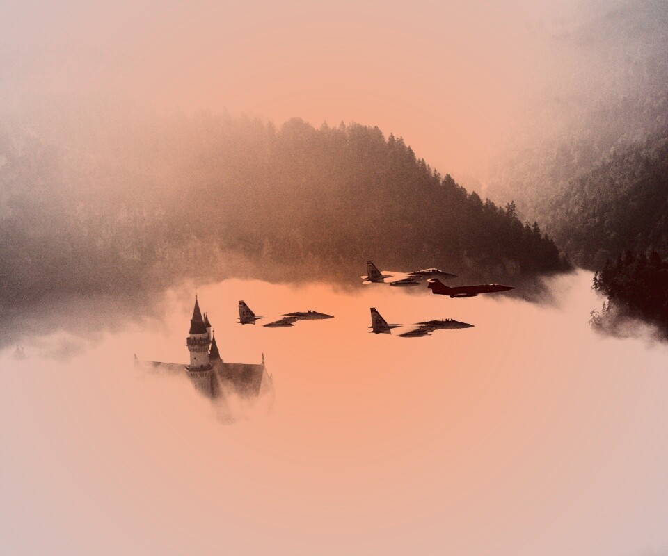 Истребители над замком обои