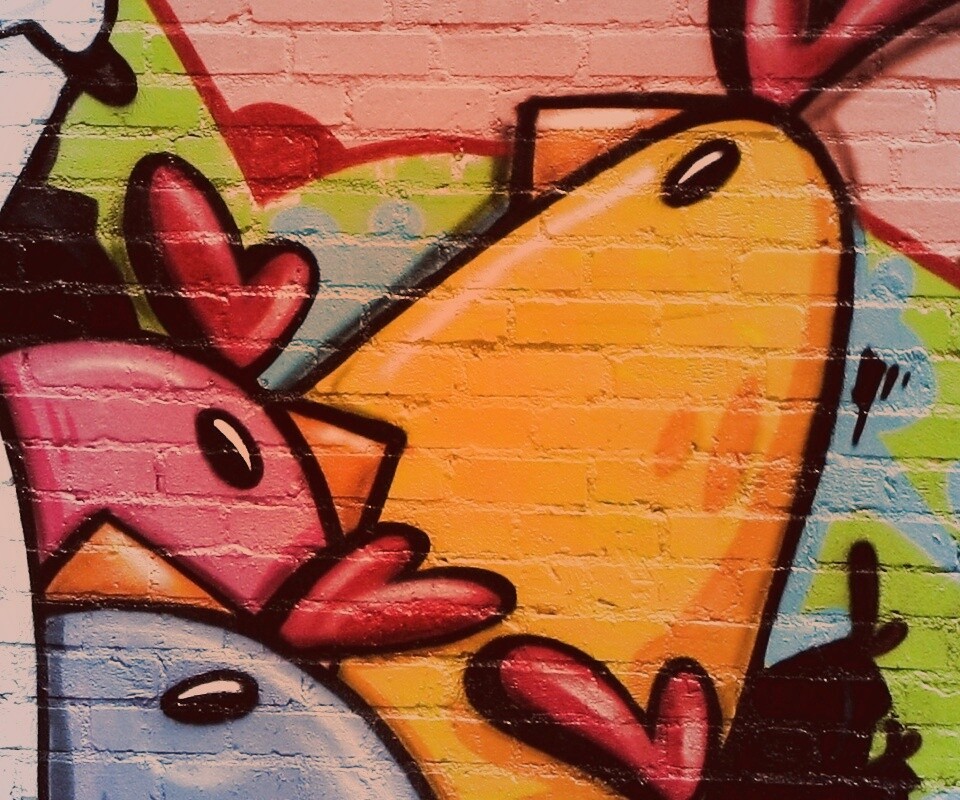 Граффити Курица с цыплятами обои