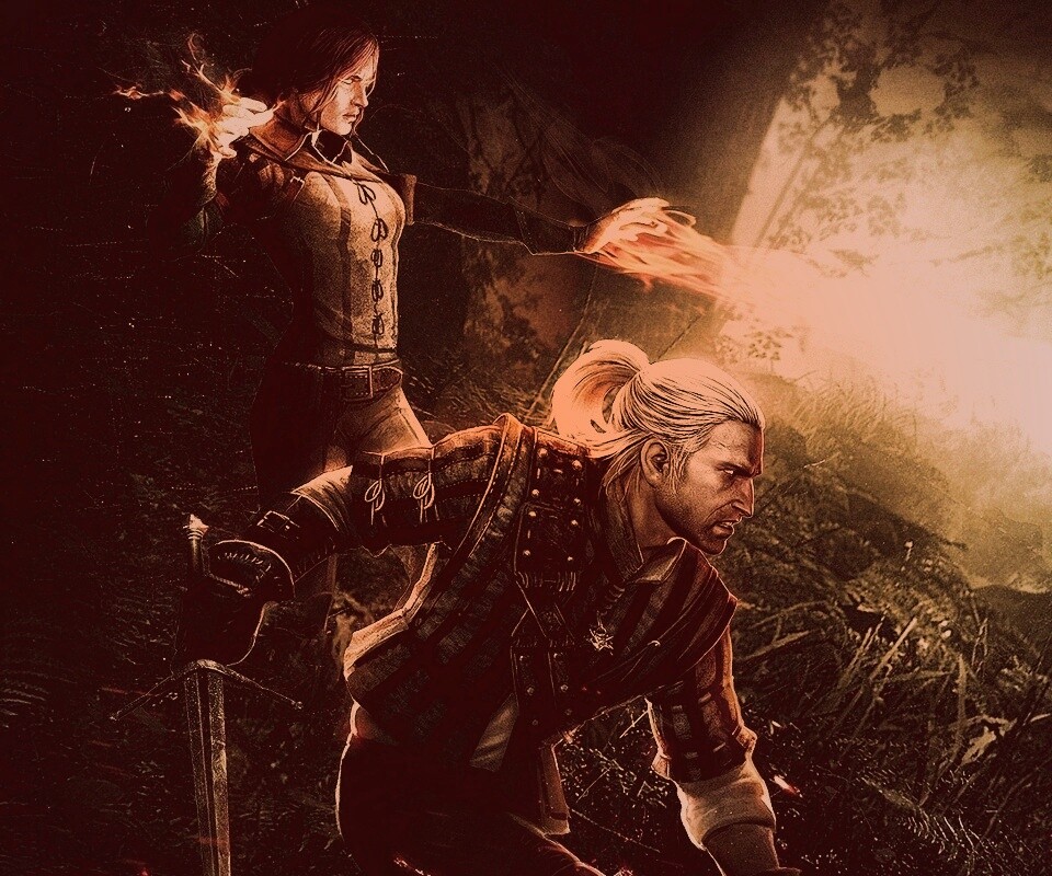 Геральт и Трисс в бою обои