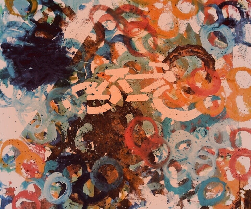 Рисованный через трафарет велосипед обои