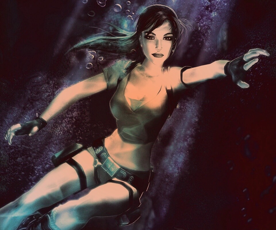 Лара под водой обои