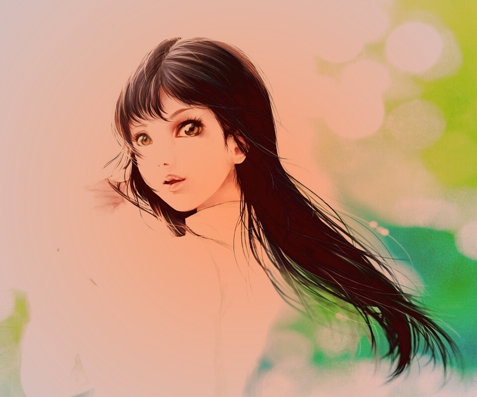 Девушка вполоборота обои