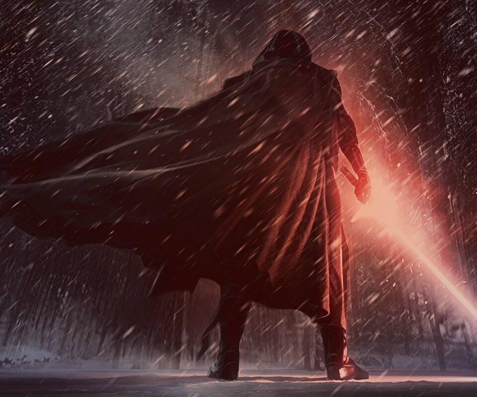 Кайло Рен в зимнем лесу обои