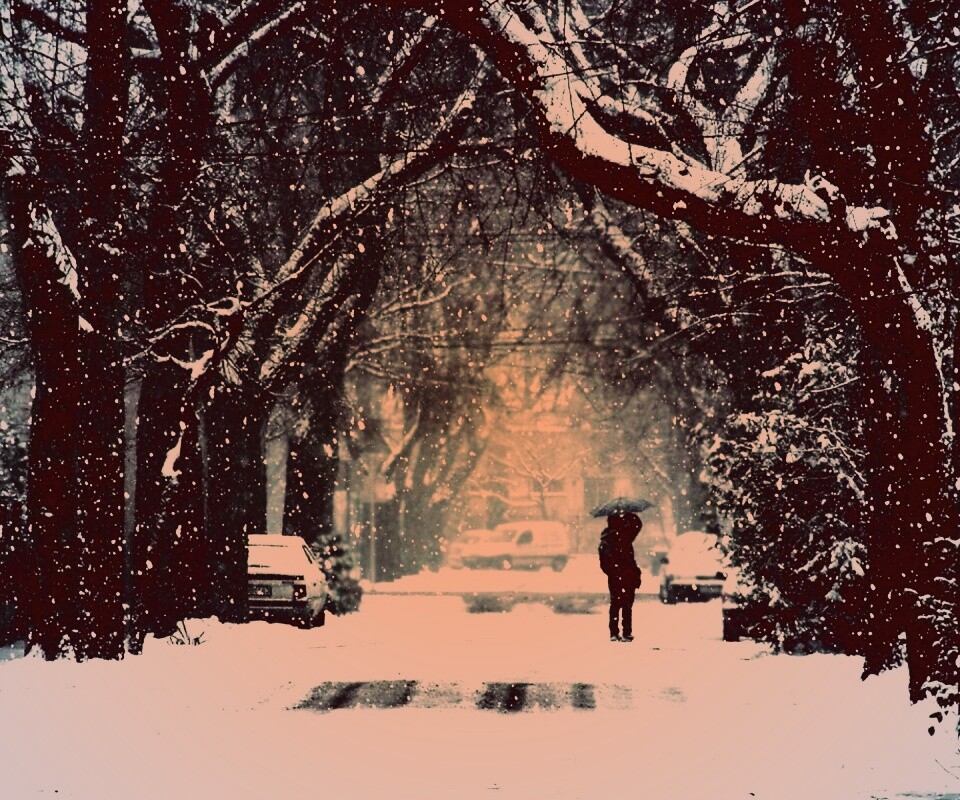 Зимняя улица обои