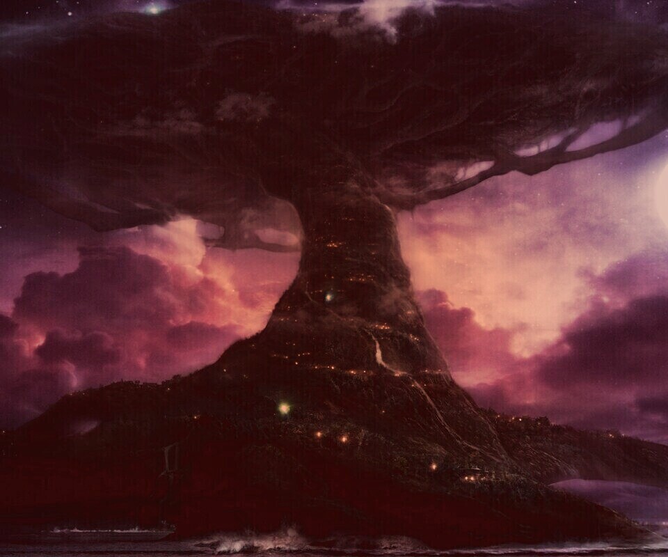 Дерево-город обои