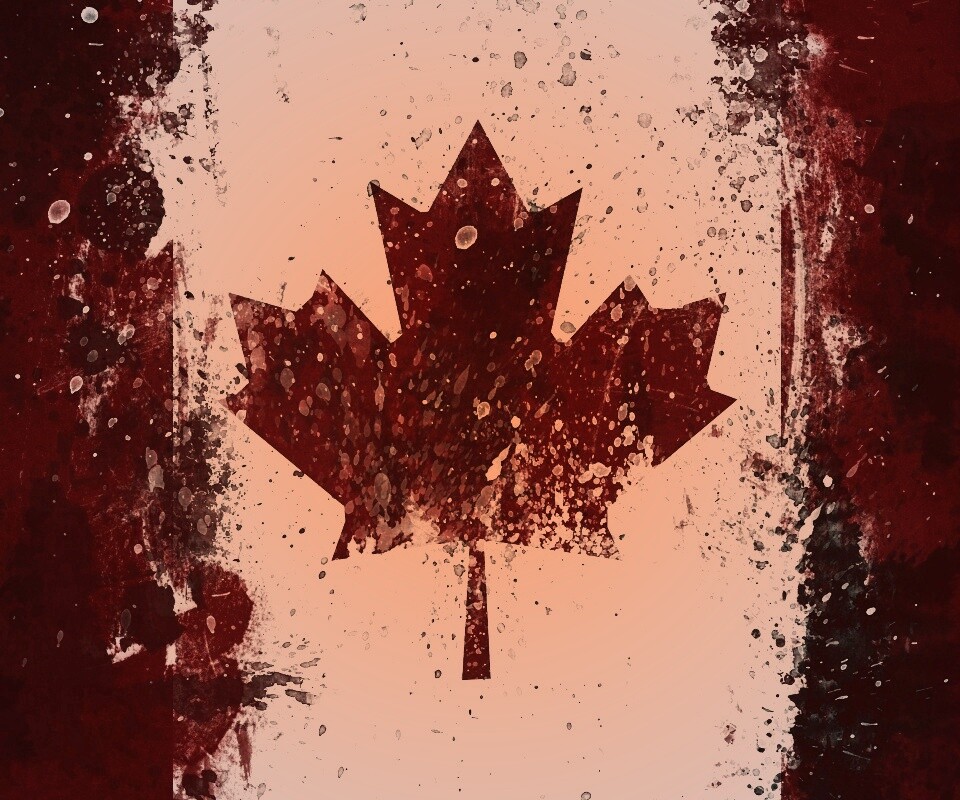 Флаг Канады нарисованный краской обои