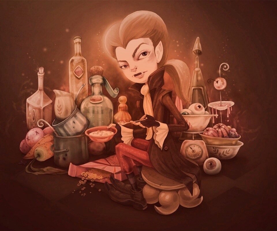 Вампир на кухне обои