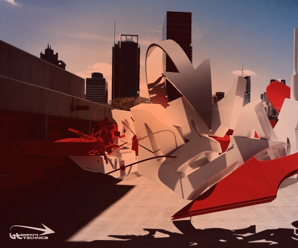 Трехмерное граффити обои