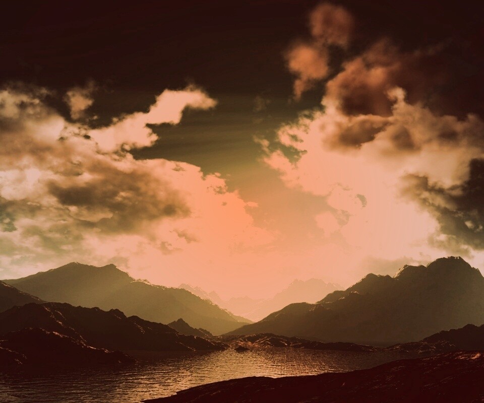 Закат в горах обои