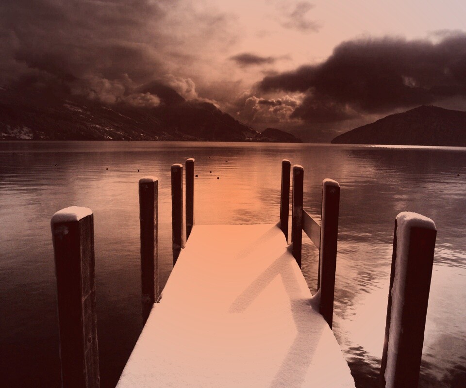 Заснеженный причал обои