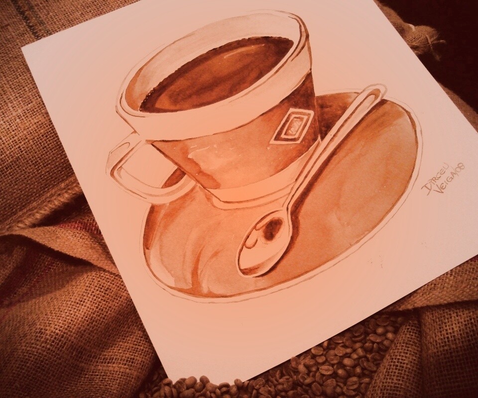 Нарисованная чашка кофе обои