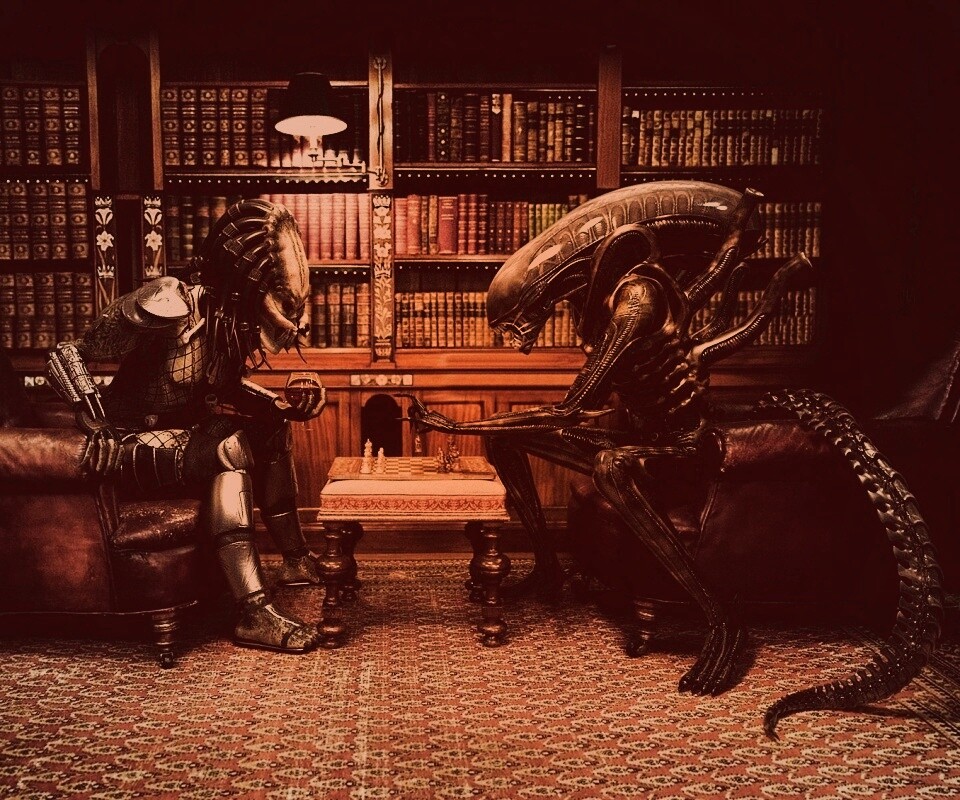 Чужой против хищника в шахматы обои