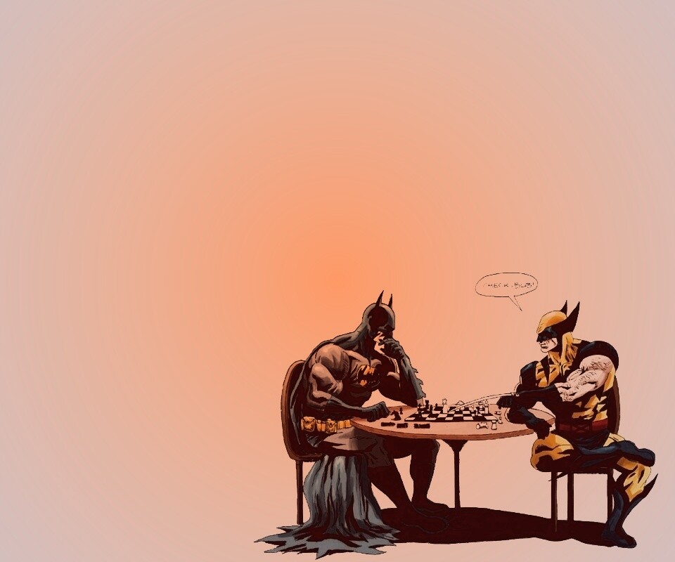 Бэтмен и Расомаха играют в шахматы обои