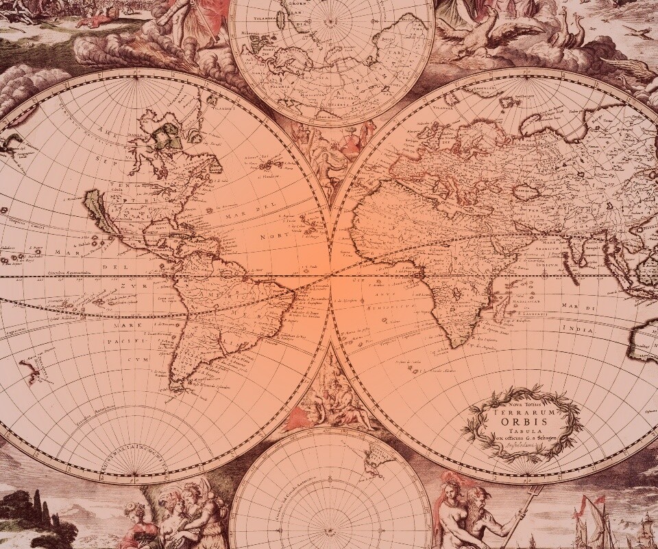 Старинная карта мира обои