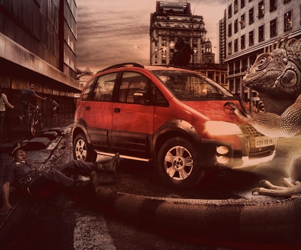 Ящерица в городе обои