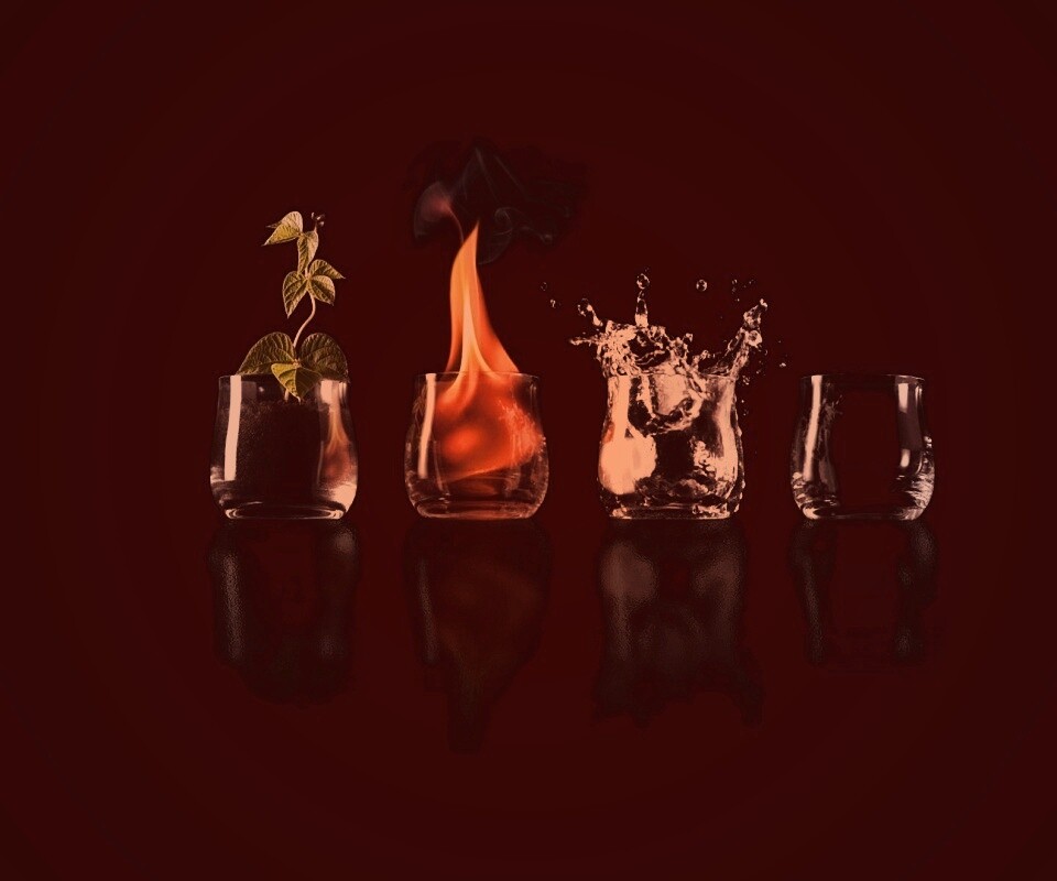 Четыре стихии: земля, огонь, вода, воздух. обои