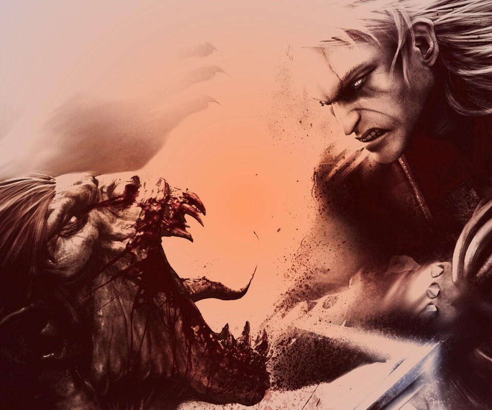 Ведьмак против  стрыги обои