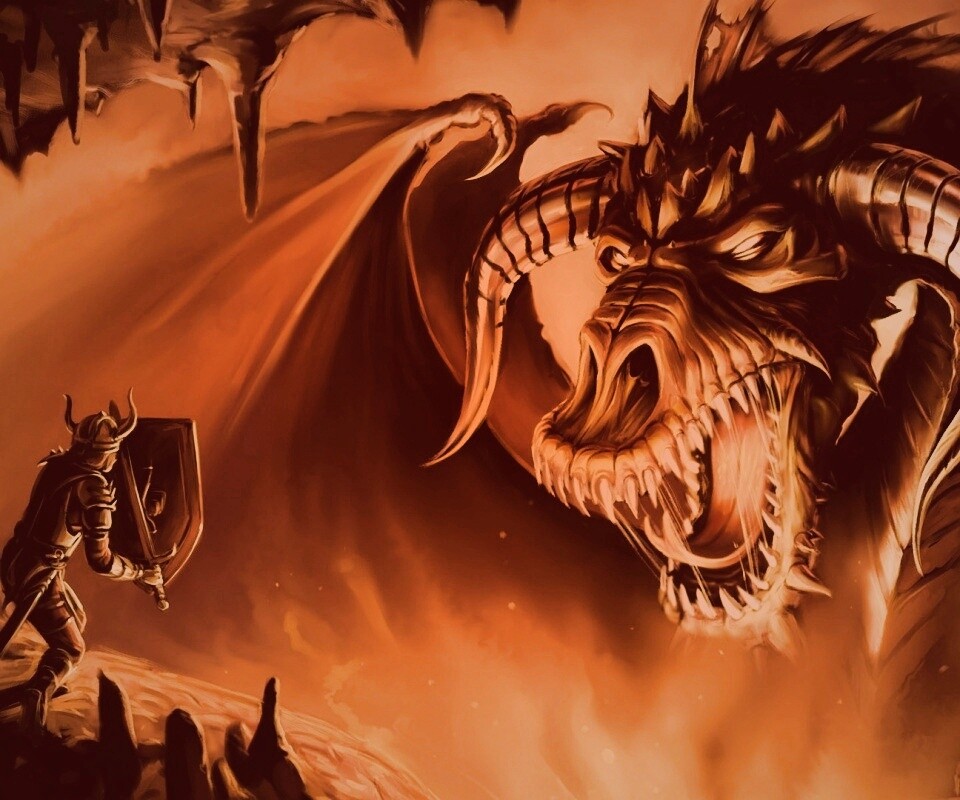 Рыцарь против дракона обои