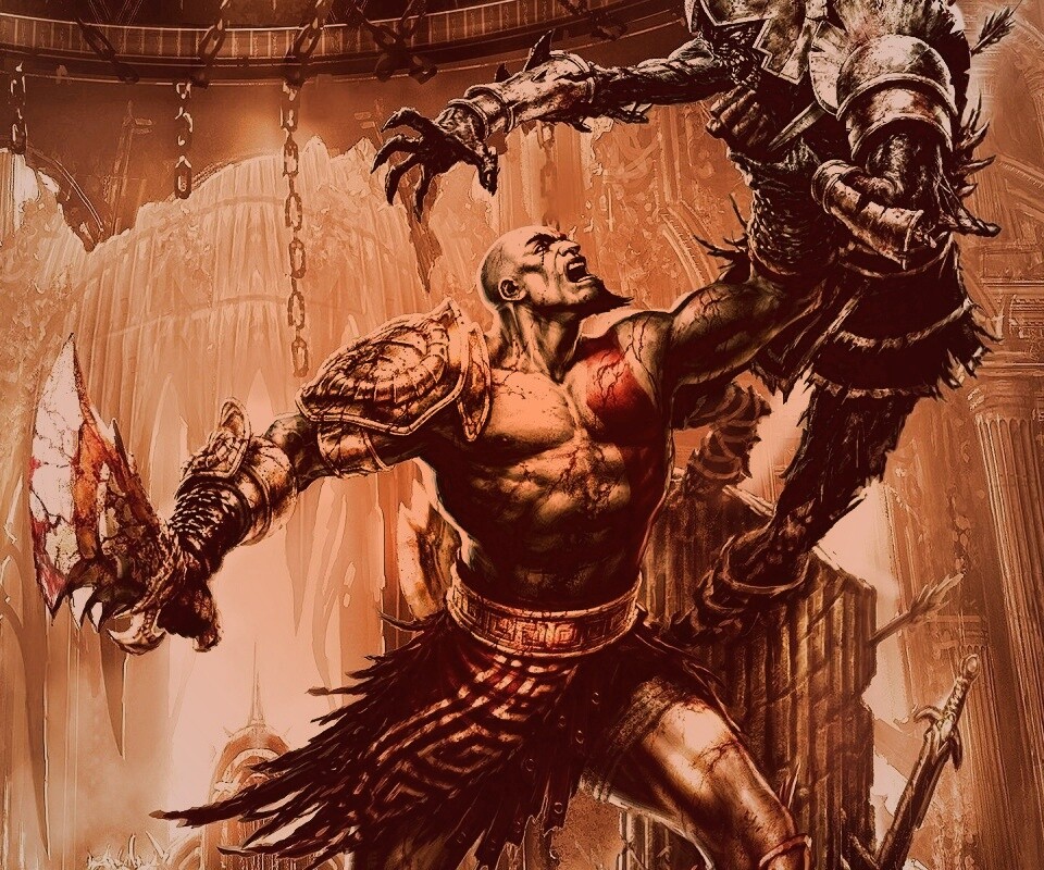 Кратос с мечем обои