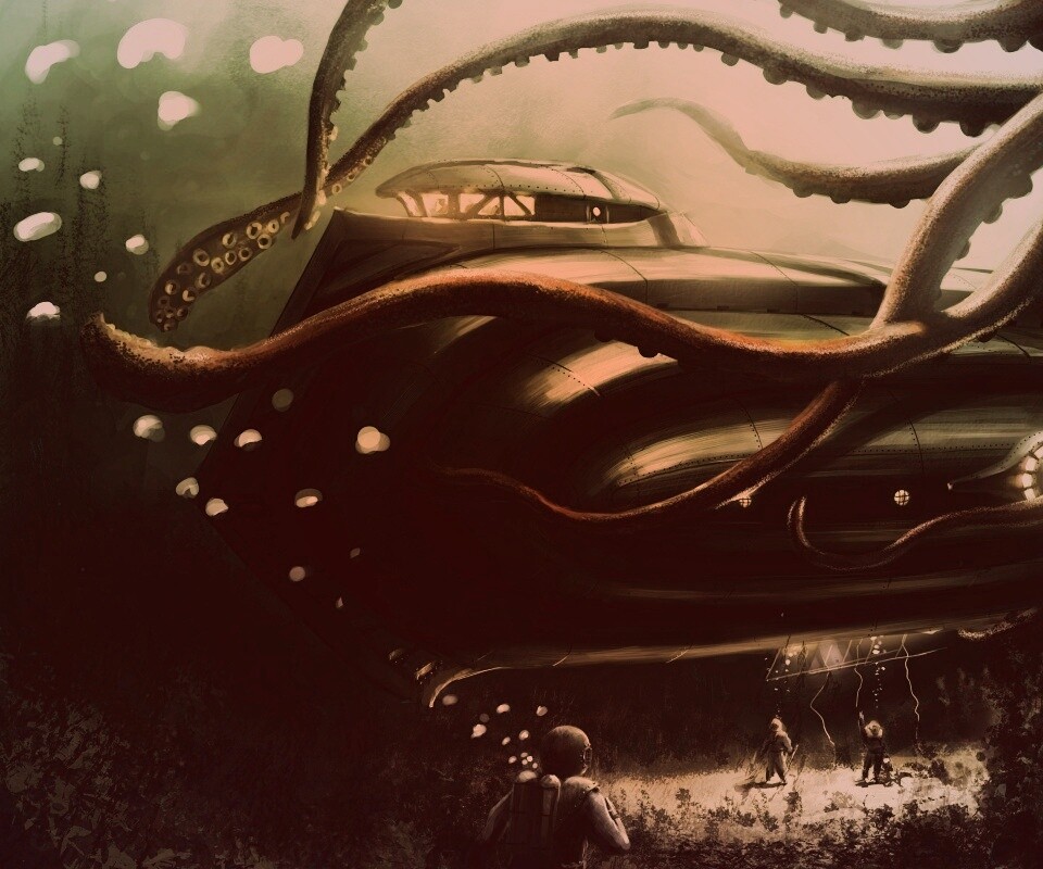 Наутилус в плену щупалец обои