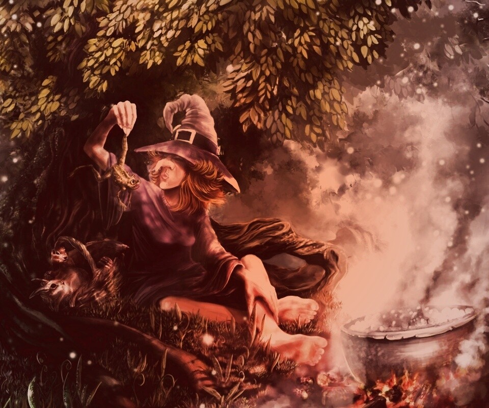 Ведьма варит зелье обои