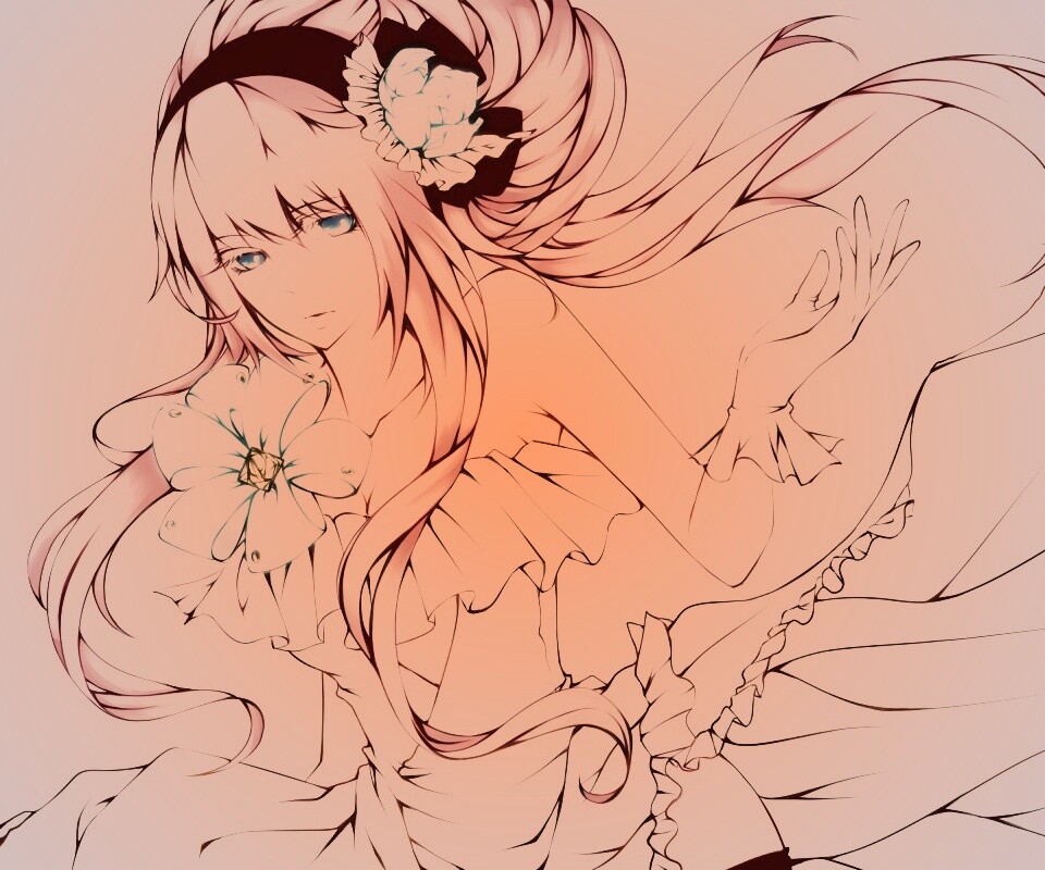 Розововолосый вокалоид обои