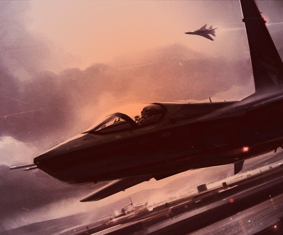 Истребитель на взлете обои