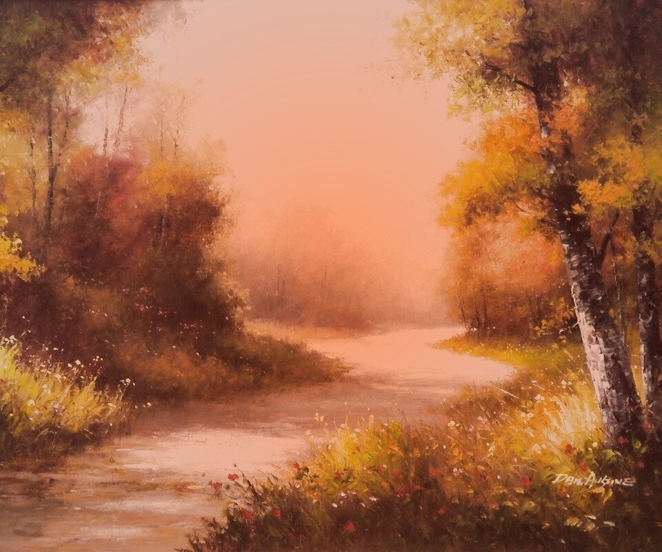 Рисунок лесной дороги обои