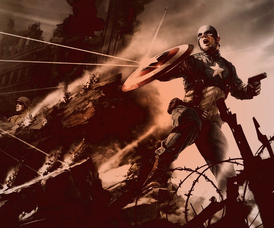 Капитан Америка на баррикадах обои