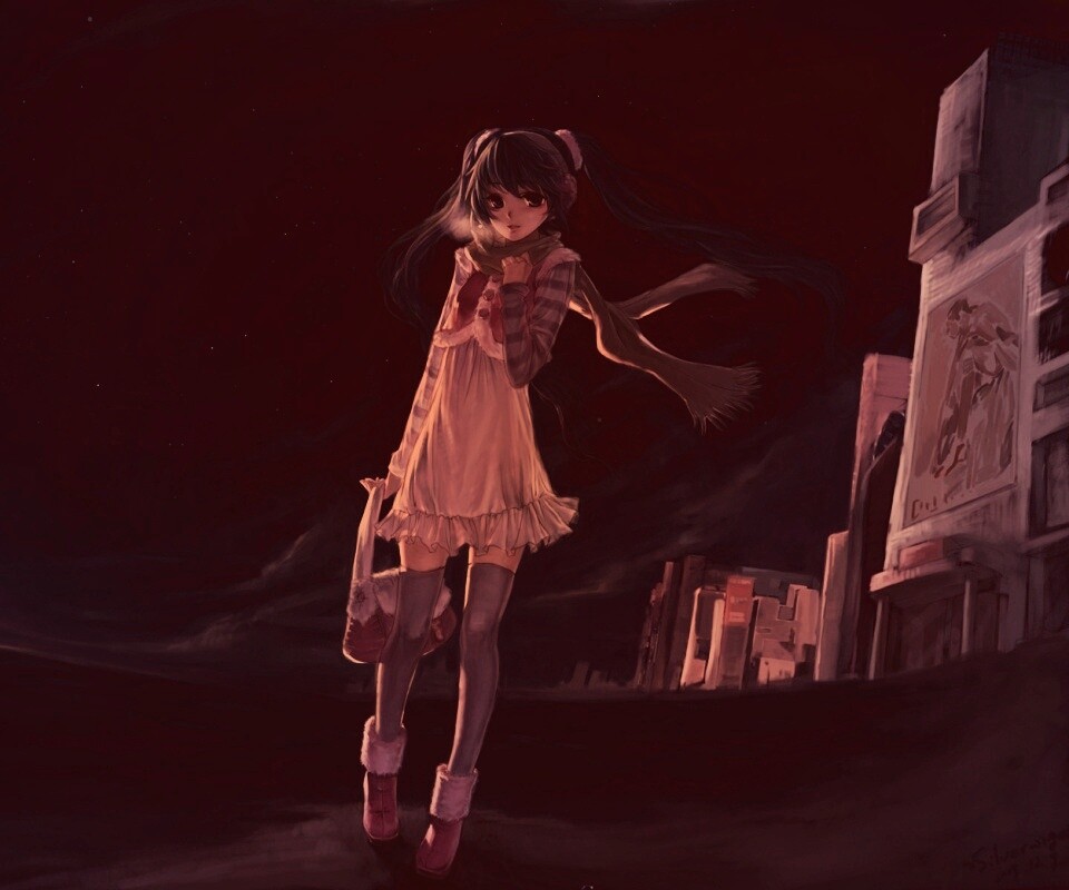 Девочка уходит из города обои