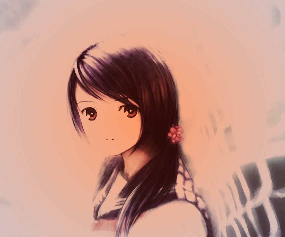 Девочка у сетчатого забора обои