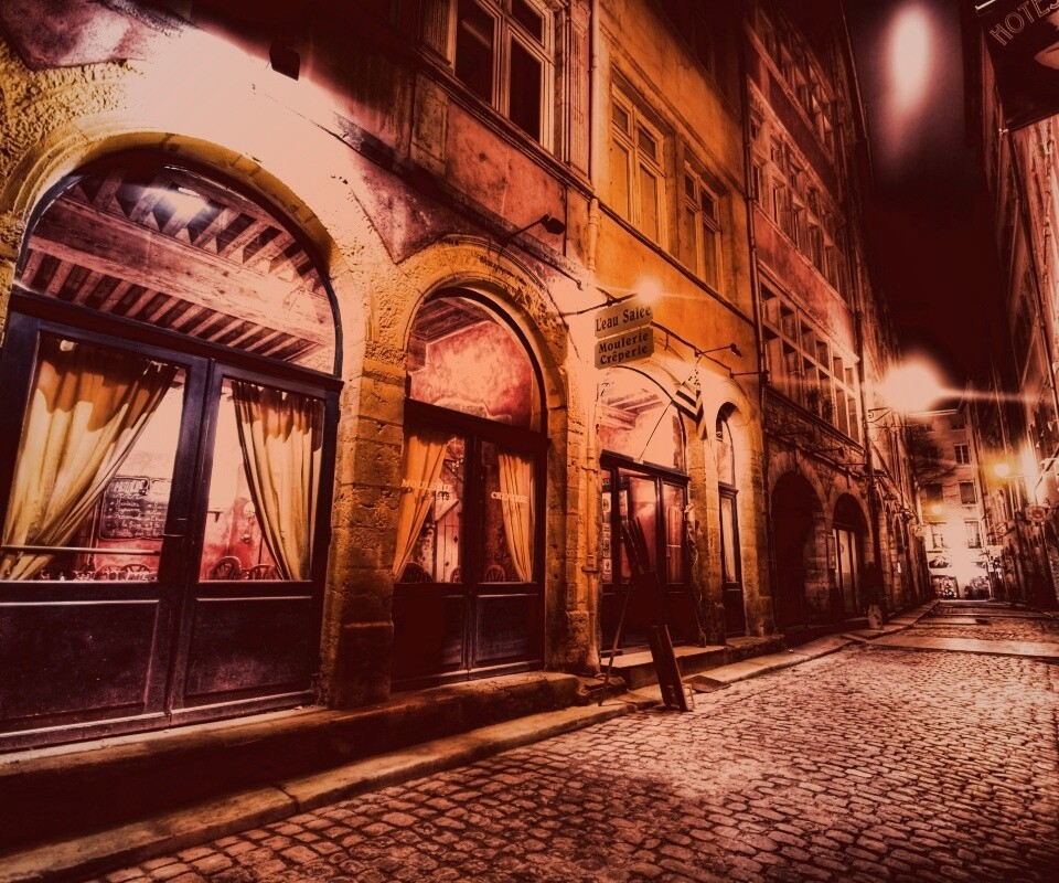 Ночная улочка обои