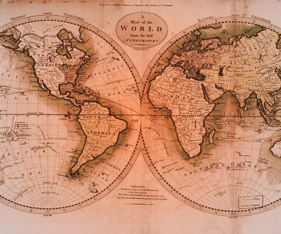 Старинная карта мира обои