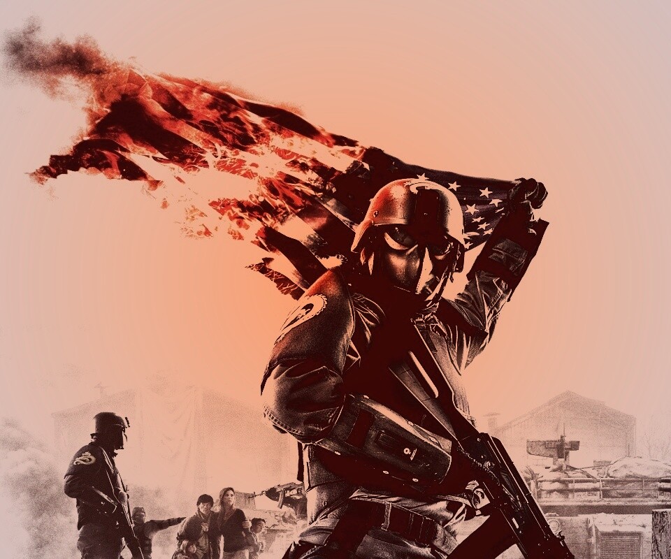 Солдат сжигает американский флаг обои