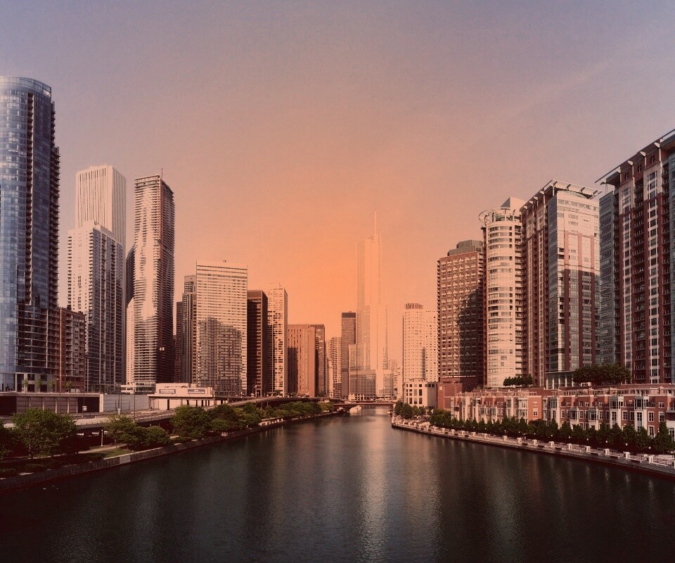 Вид на Чикаго обои