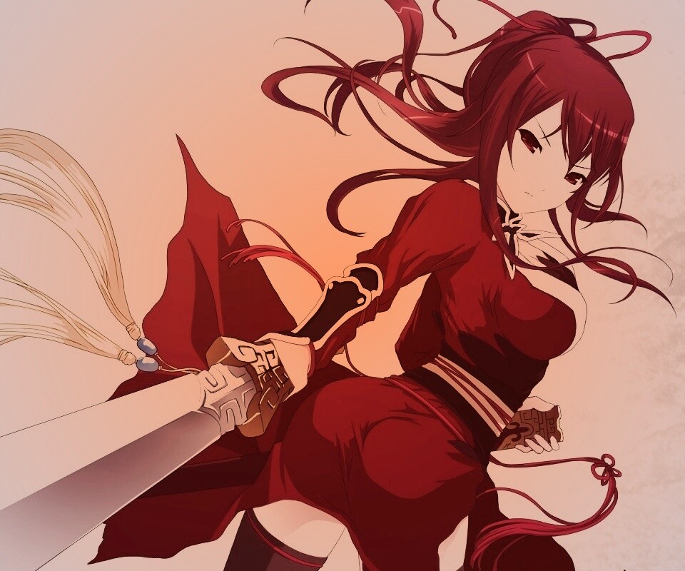 Рыжая девочка с мечем обои