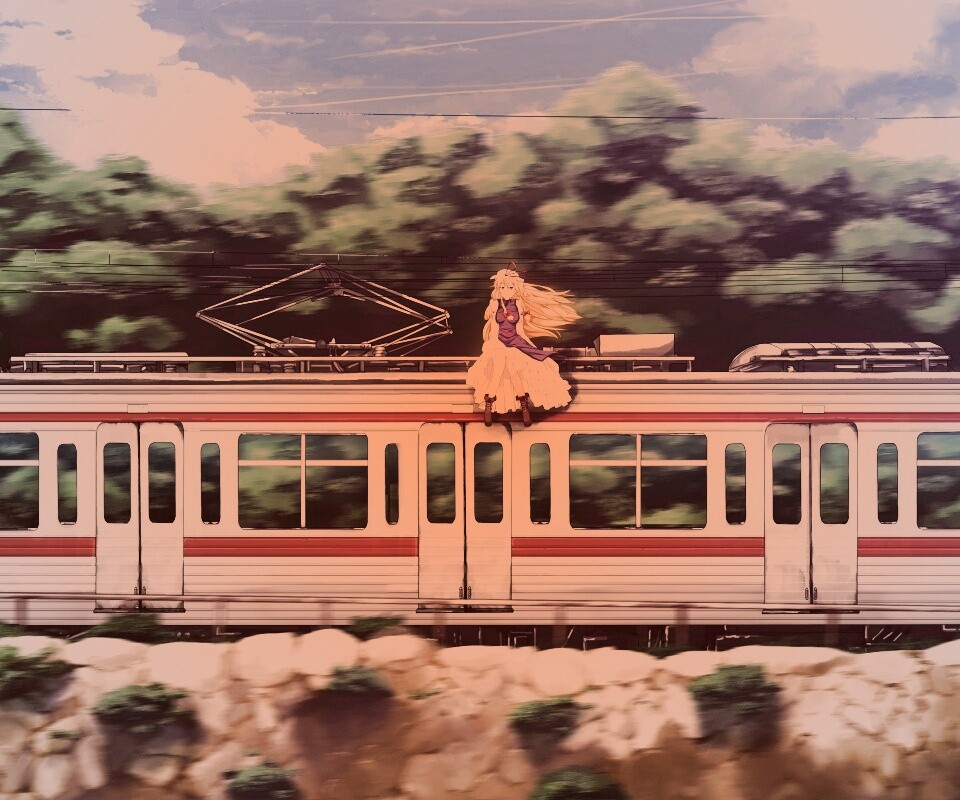 Девушка на крыше поезда обои