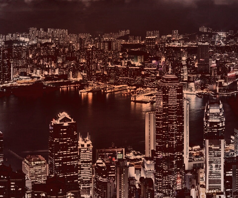 Небоскребы ночью обои