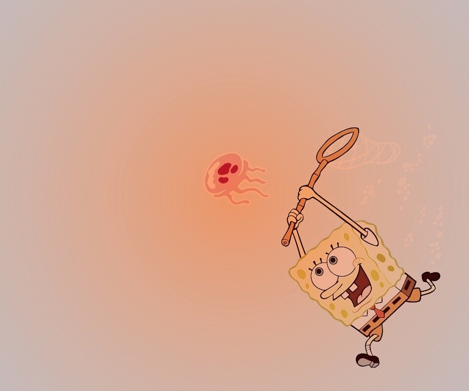 Губка Боб гонится за медузой обои