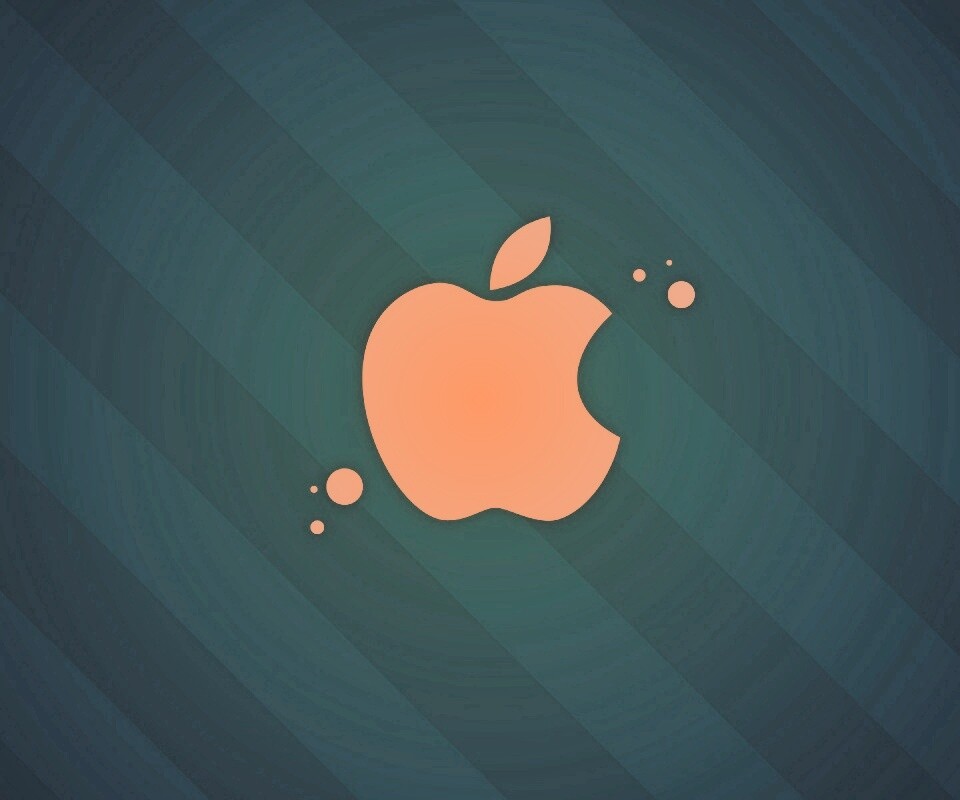 Логотип Apple на фоне голубых полос обои