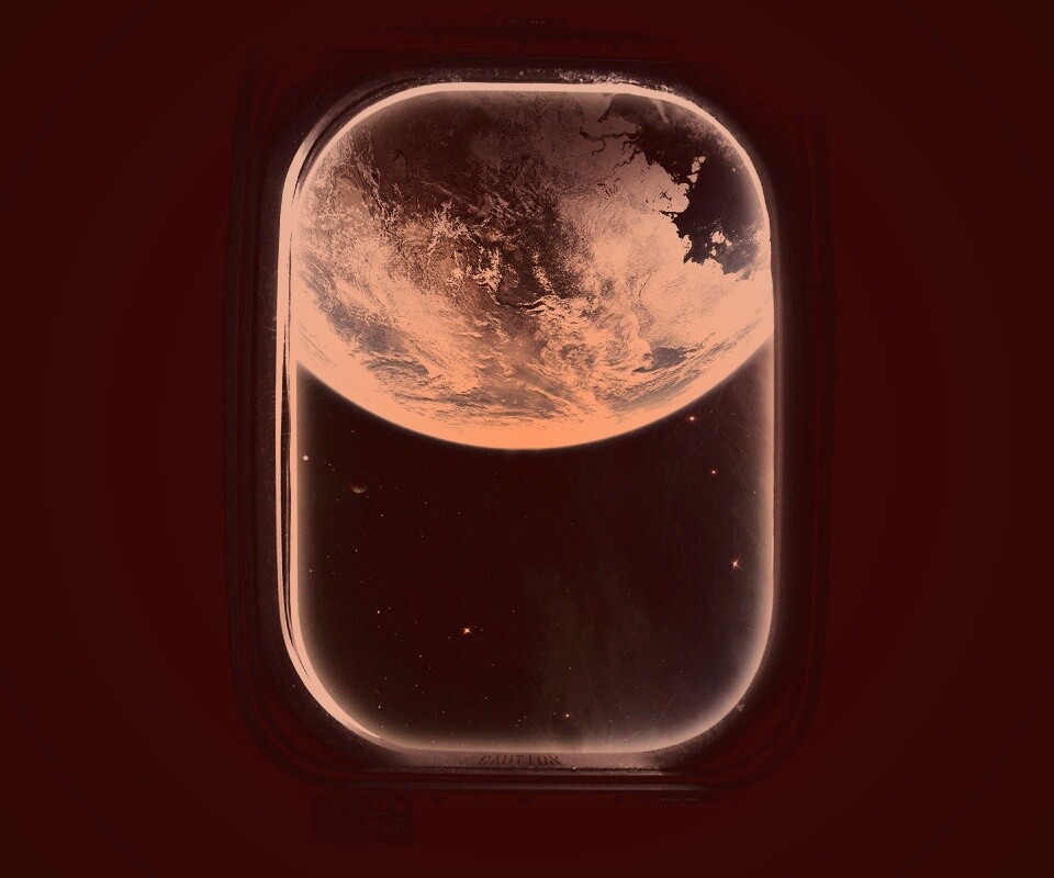 Вид на Землю из иллюминатора космической станции обои