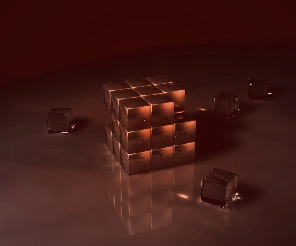 Кубик рубика из стекла обои