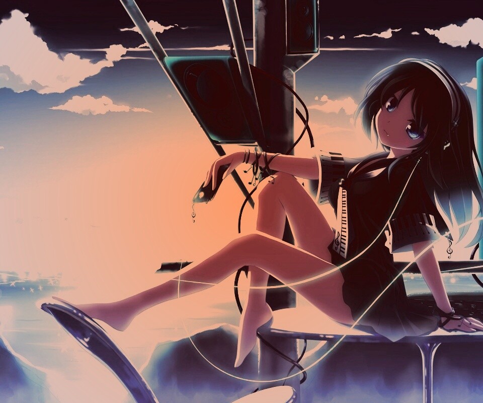 Девочка с плеером обои