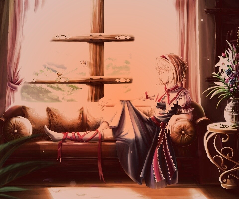 Девушка у окна обои