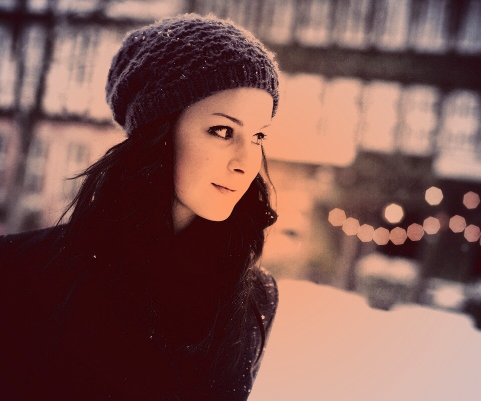 Девушка зимой обои