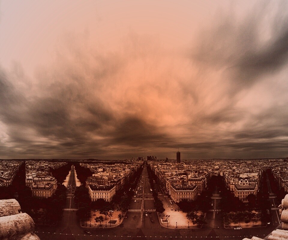 Париж широкоугольным объективном обои