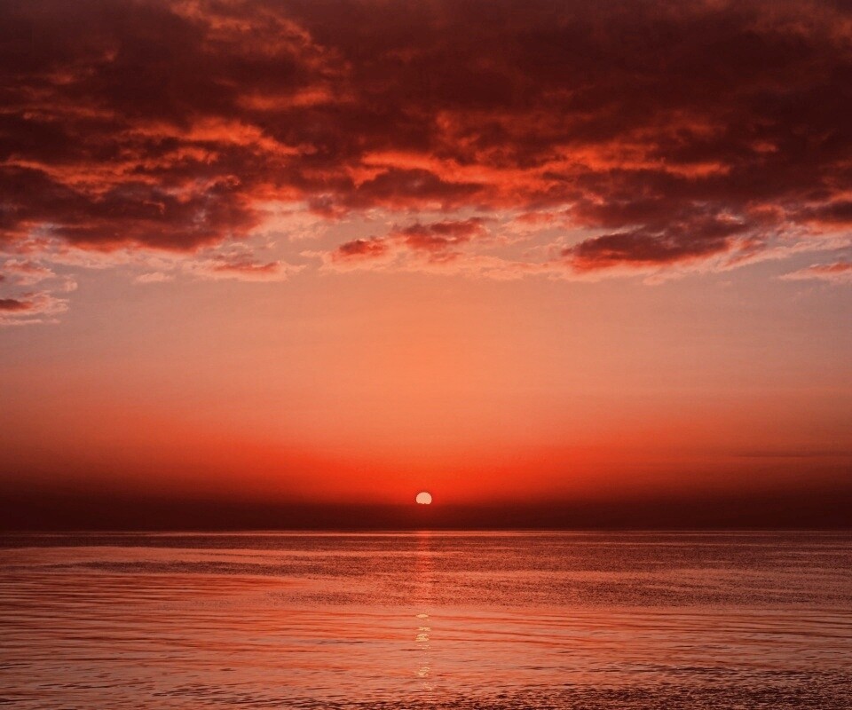 Багровый закат обои