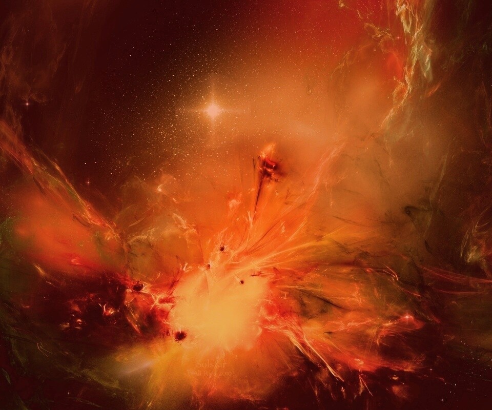 Туманность в красно-жёлтых тонах обои