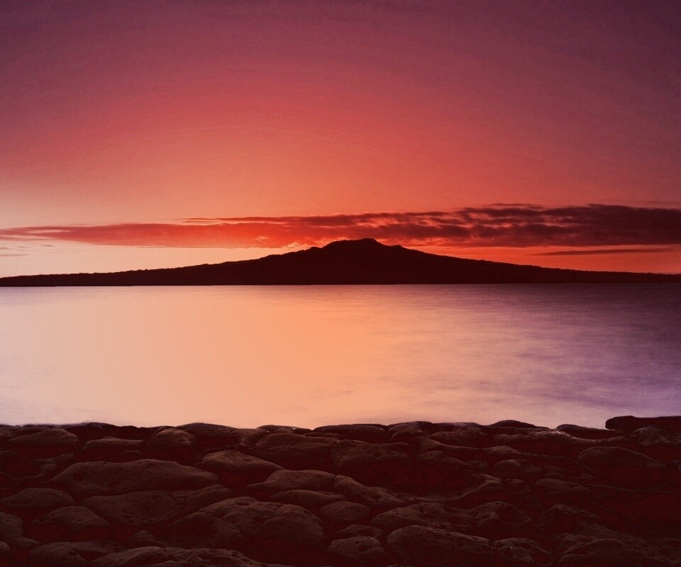 Закат за островом Рангитото обои